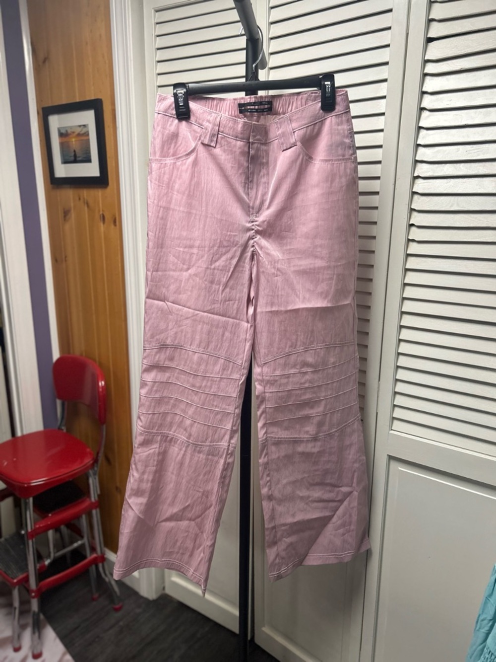 Nwot silence + noise Blush Pink Wide-Leg Pintuck Trousers